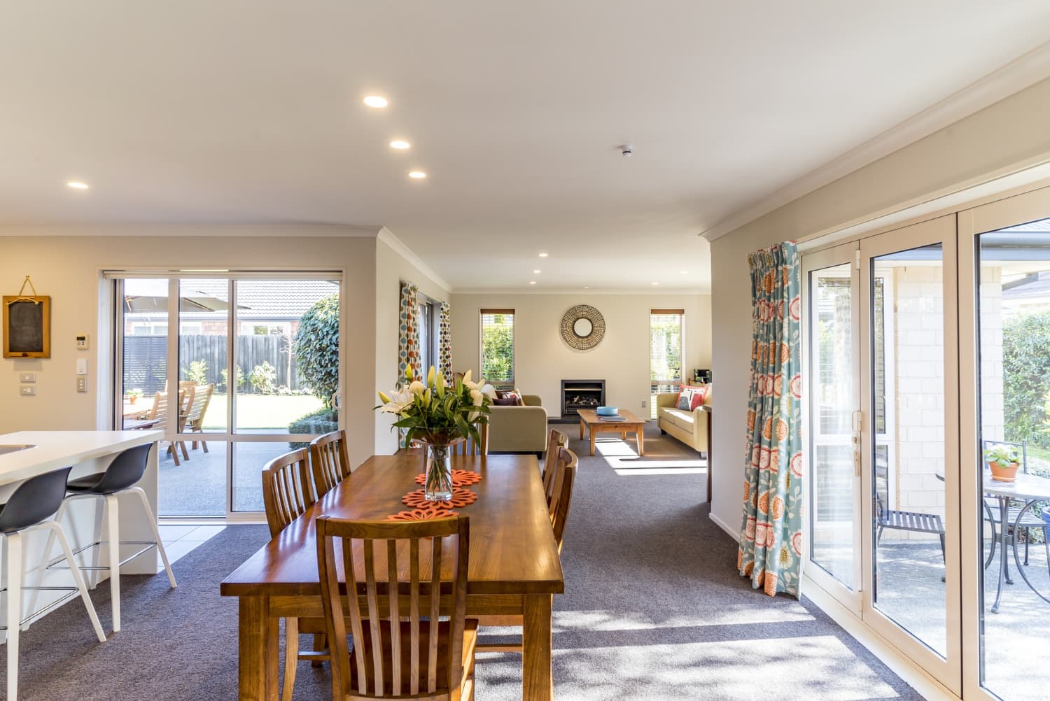 Spacious dining room in modern house expansion